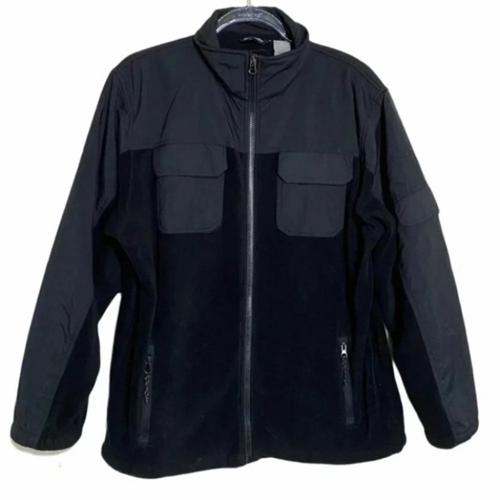 Snozu M black Sherpa/nylon zip performance jacket‎